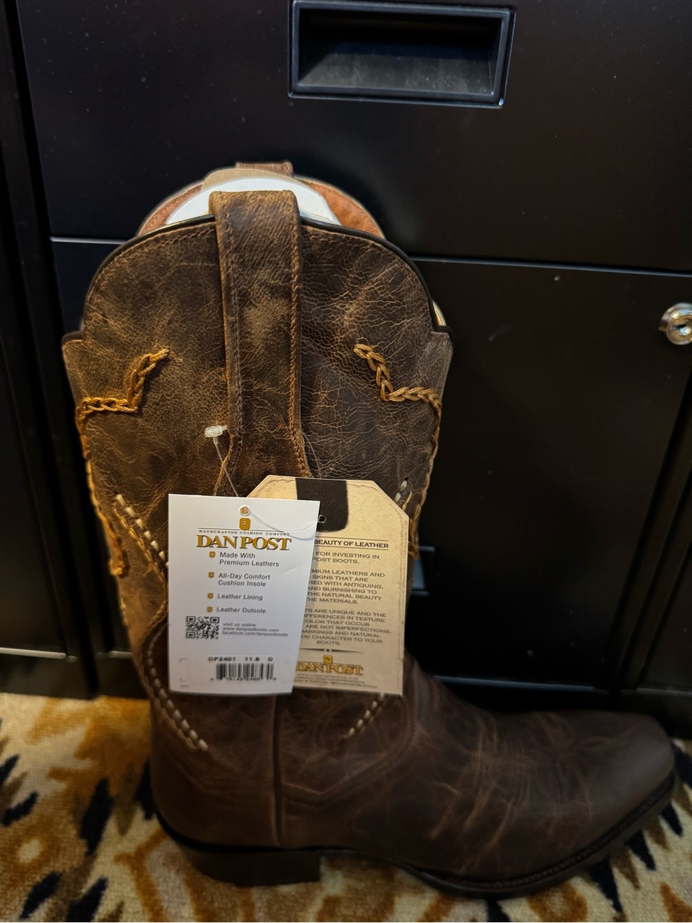 Dan Post Brown Leather Western Cowboy Boots with Tan Stitching